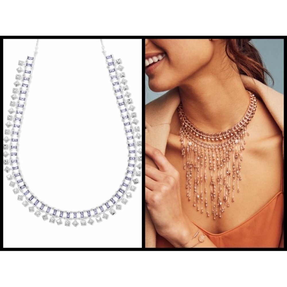 Kendra Scott Oscar Necklace silver lilac purple stones crystal jewelry